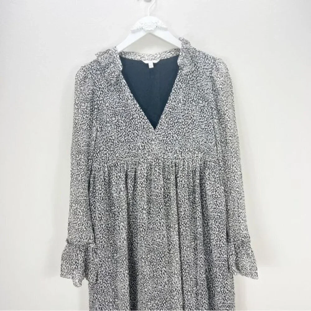 NEW Joie Provence Midi Dress Silk Floral Black Long Sleeve Size Small S
